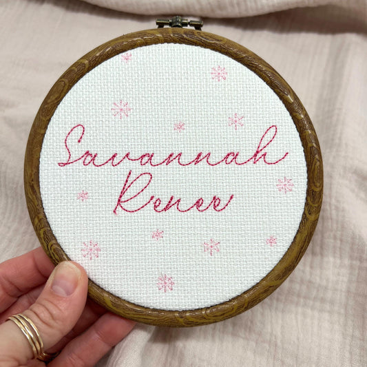 Baby Name Sign • Newborn Photography • Custom Embroidered Name Plaque • Baby Birth Announcement • Monogram Nursery Decor • Baby Gift