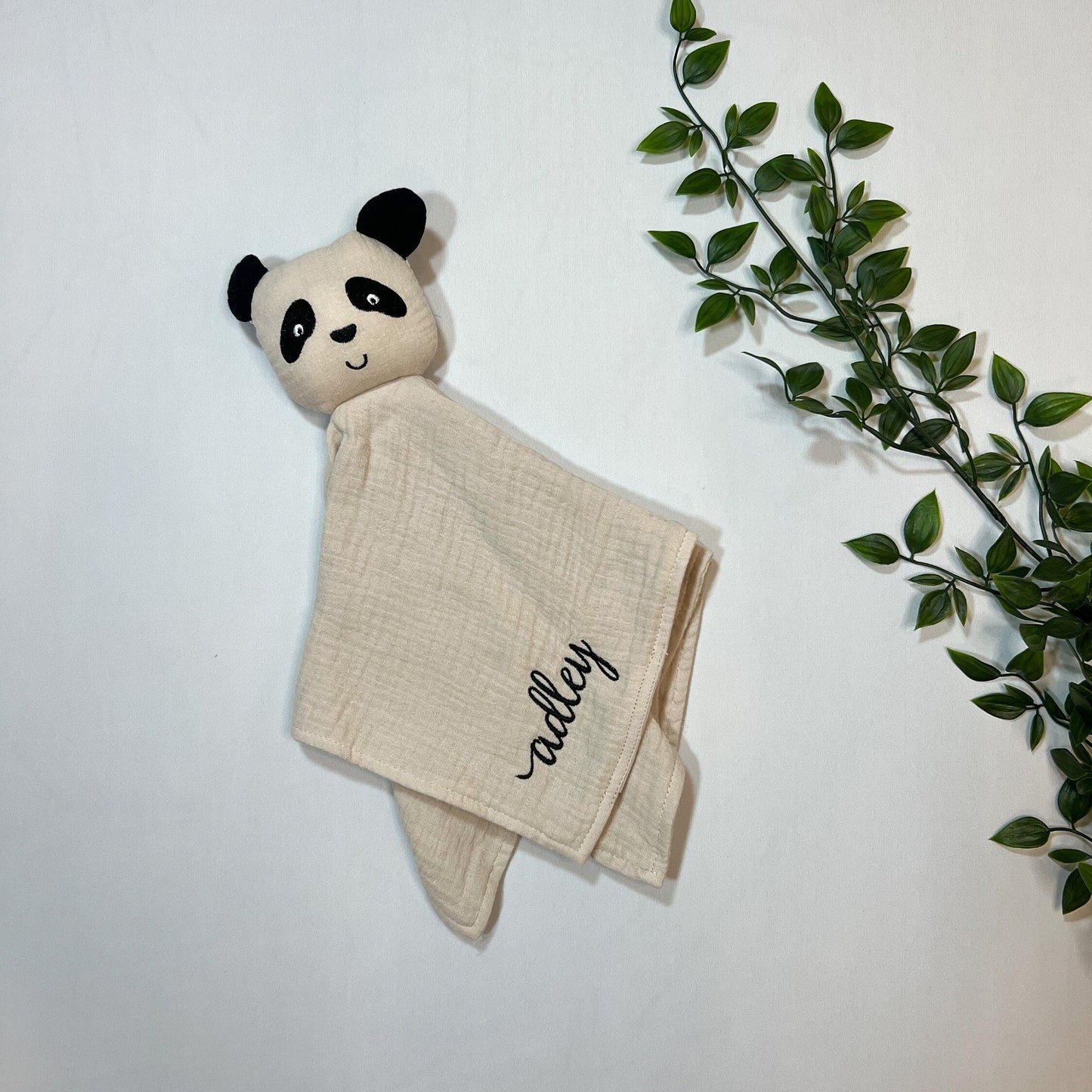 Personalized Panda Lovey, Blanket + Teether