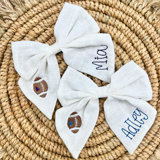Volleyball Hair Bow Personalized with Name Linen Hair Bow Volleyball Hair Bow Custom Name Bow Sports Monogrammed Hair Bow Girls