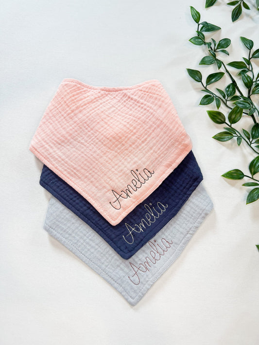 Baby Bib Set Personalized with Monogram or Name, Dribble Cloth