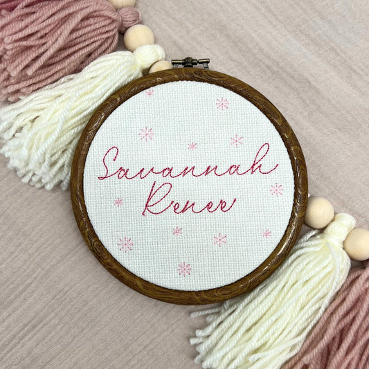 Baby Name Sign • Newborn Photography • Custom Embroidered Name Plaque • Baby Birth Announcement • Monogram Nursery Decor • Baby Gift