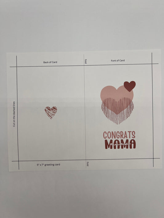 Congrats Mama Card Printable Download Gender Neutral Baby Card Baby Shower Card Baby Card Template EDITABLE CANVA TEMPLATE Printable Card