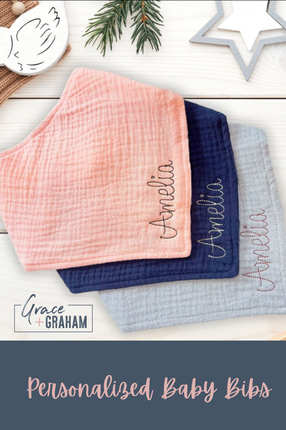 Personalized Bandana Baby Bibs | Custom Embroidered Cotton Bib for Newborns