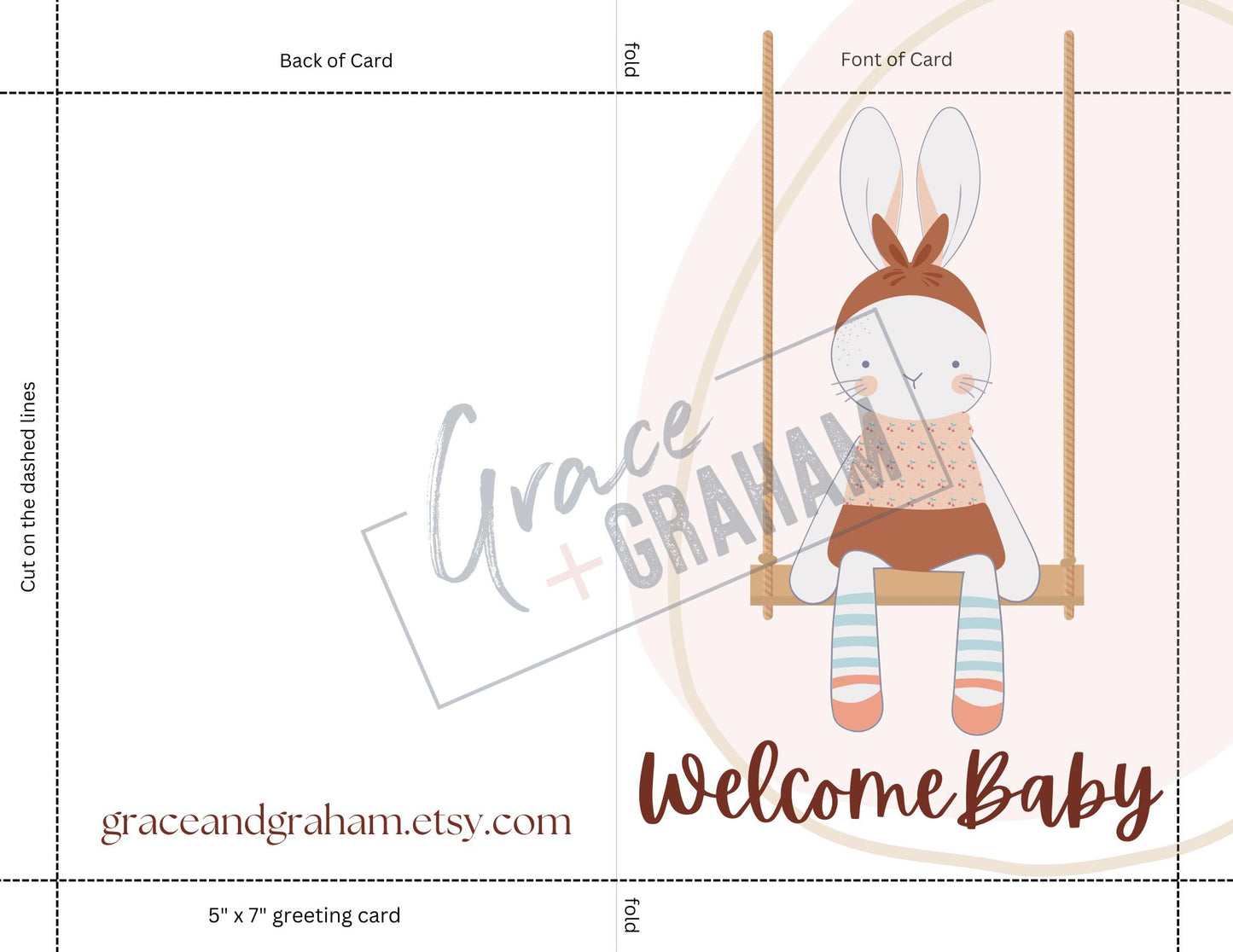 Boho Bunny Baby Shower Card for Girl Baby Shower Card Digital Download