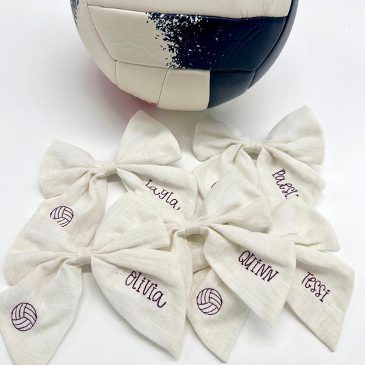 Volleyball Hair Bow TEAM SET Personalized with Name Linen Hair Bow Volleyball Hair Bow Custom Name Bow Hair Bows for Volleyball Team