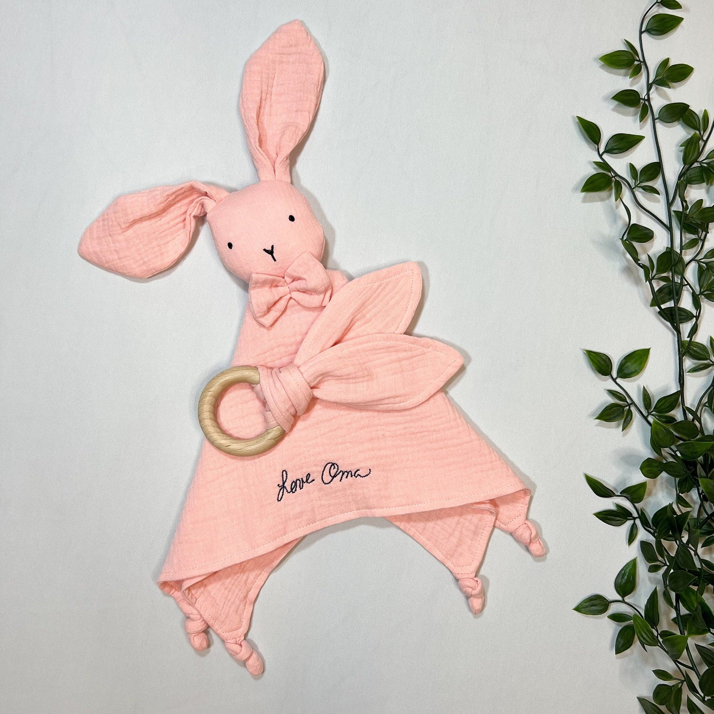 Custom Handwriting Baby Lovey: Embroidered Organic Muslin Keepsake