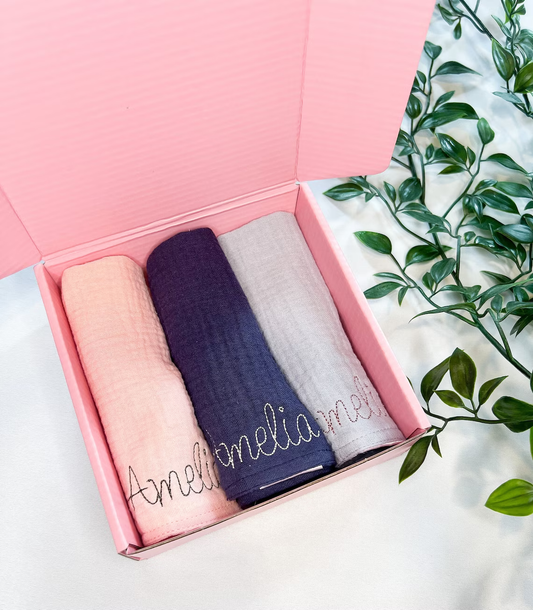 Set of 3 Personalized Organic Bandana Baby Bibs