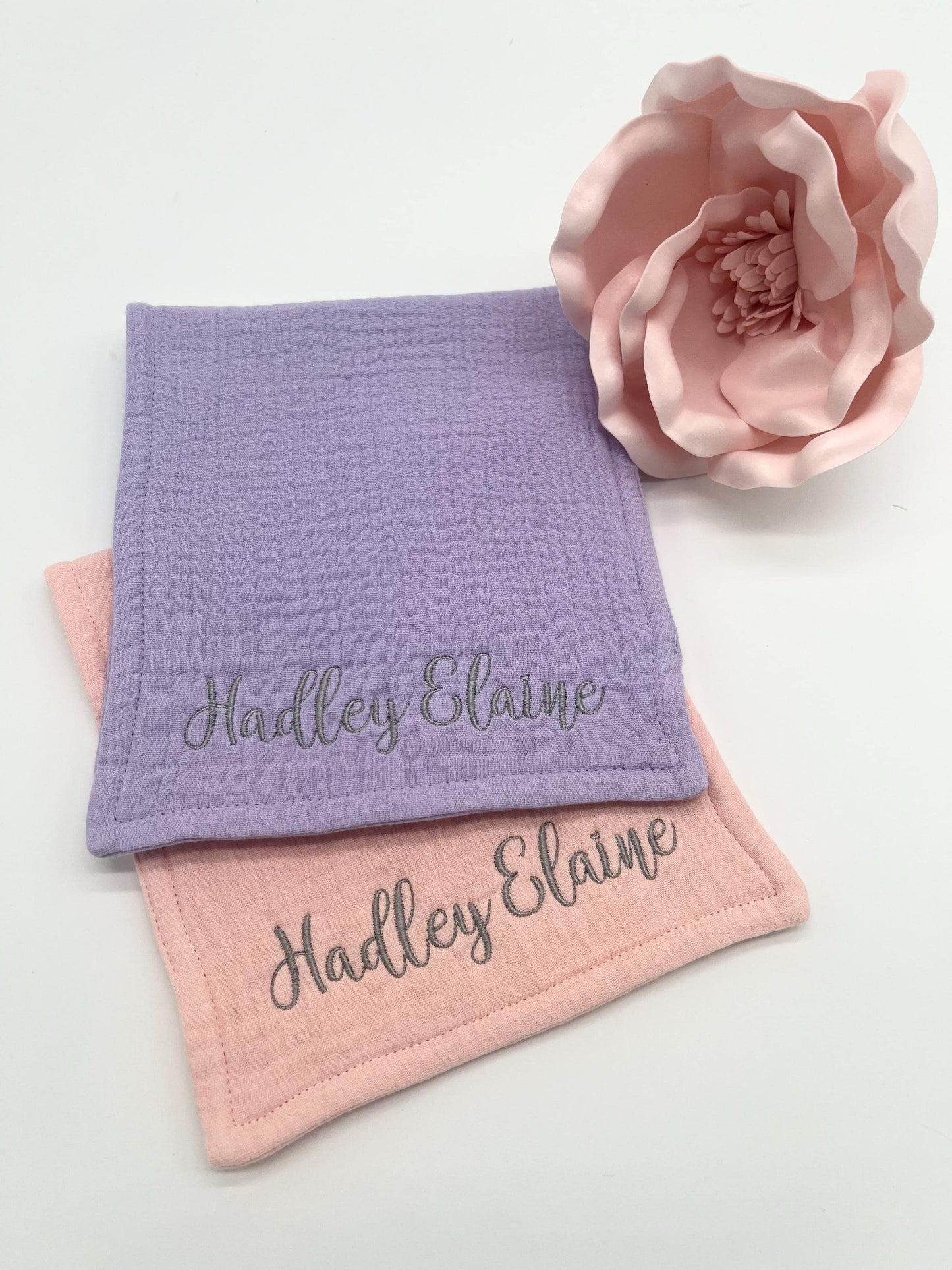 Personalized Baby Burp Cloth Embroidered Organic Muslin Cotton Shower Gift