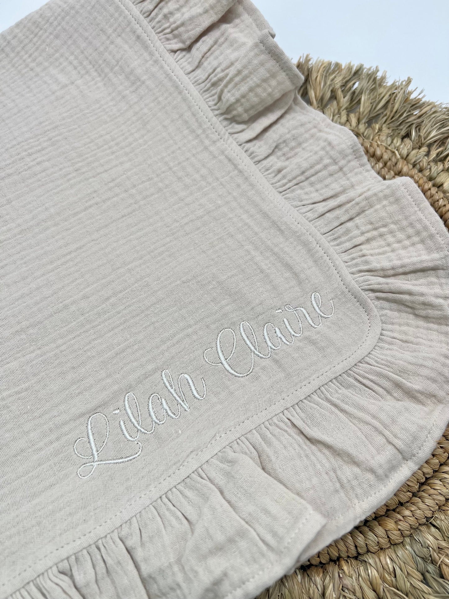 Personalized Organic Baby Blanket & Burp Cloth – Embroidered Name Gift Set