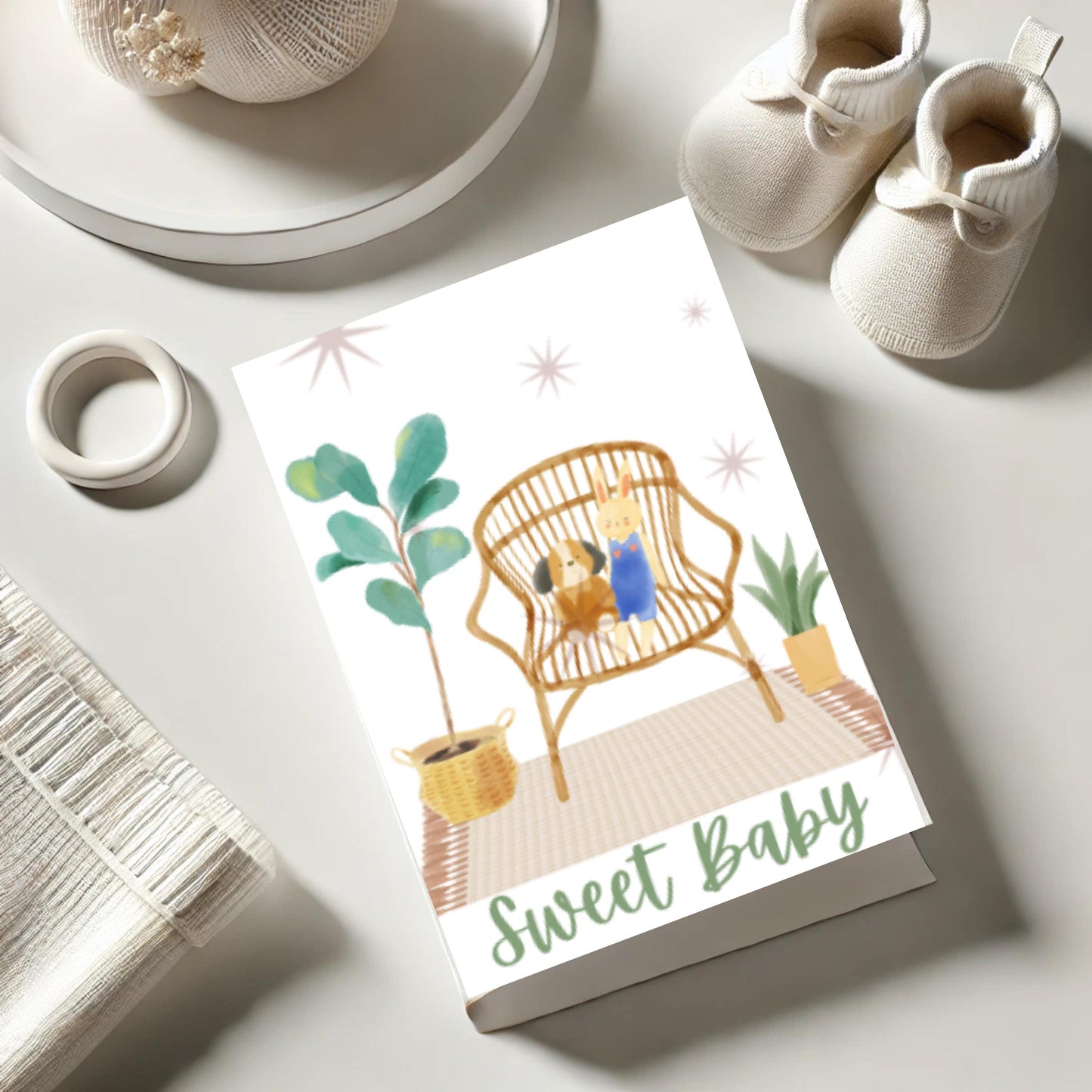 Boho Baby Shower Card Gender Neutral Digital Download