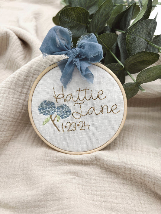 Hydrangea Baby Birth Announcement