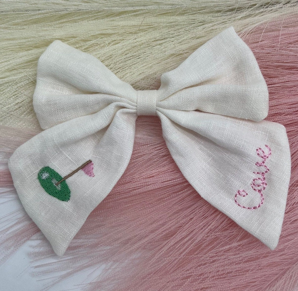 Gymnastics Hair Bow Personalized with Name Linen Hair Bow Gymnast Hair Bow Custom Name Bow Sports Monogrammed Hair Bow Girls for Gymnastics