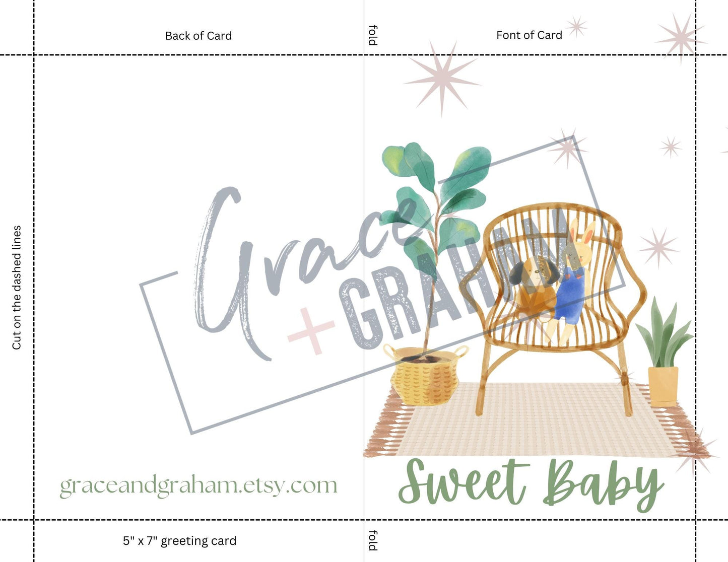 Boho Baby Shower Card Gender Neutral Digital Download