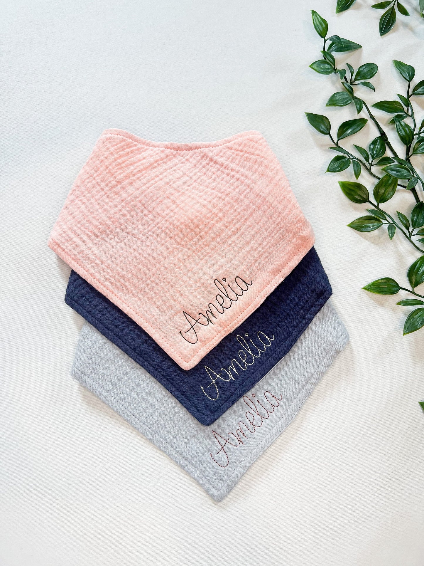 Personalized Bandana Baby Bibs | Custom Embroidered Cotton Bib for Newborns