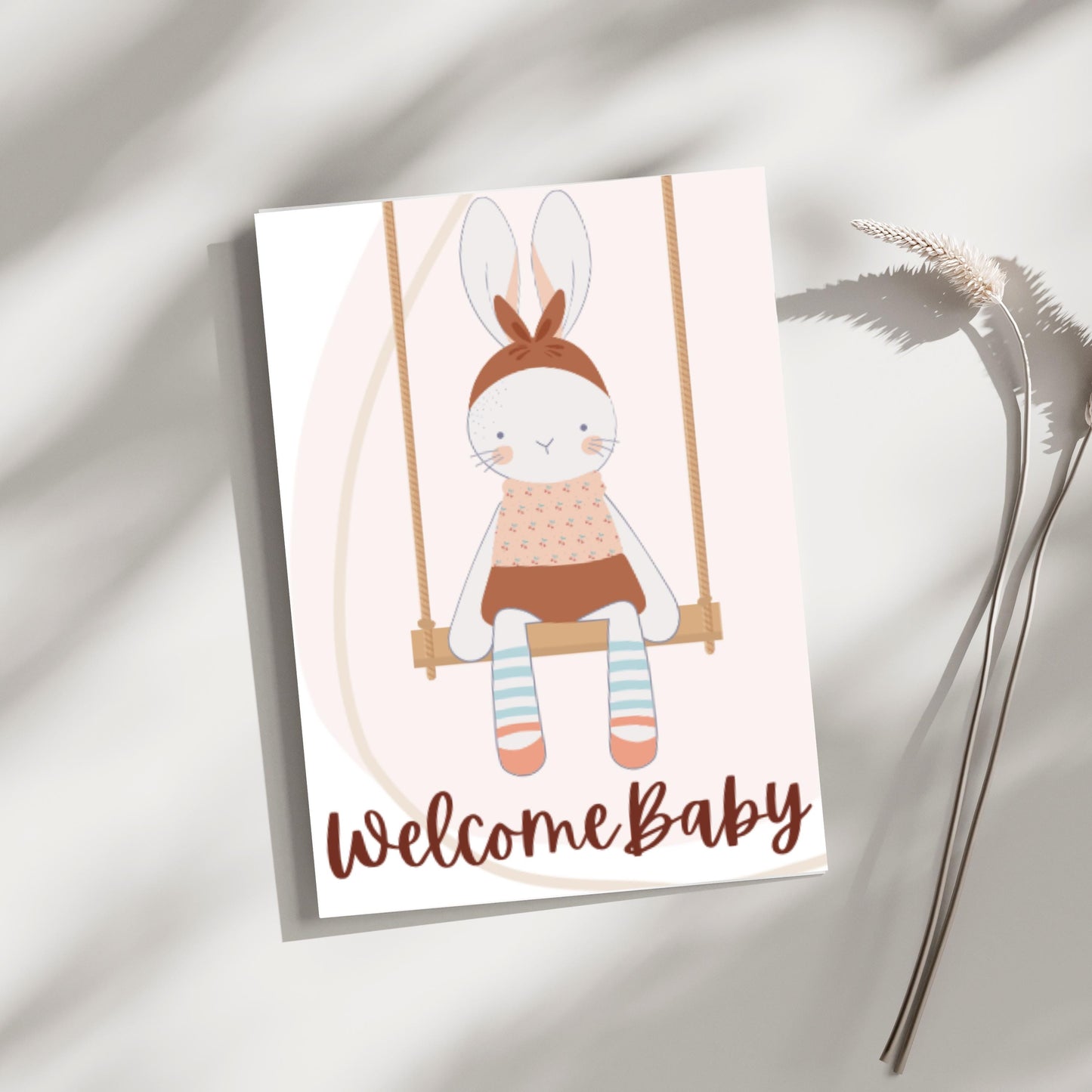 Boho Bunny Baby Shower Card for Girl Baby Shower Card Digital Download