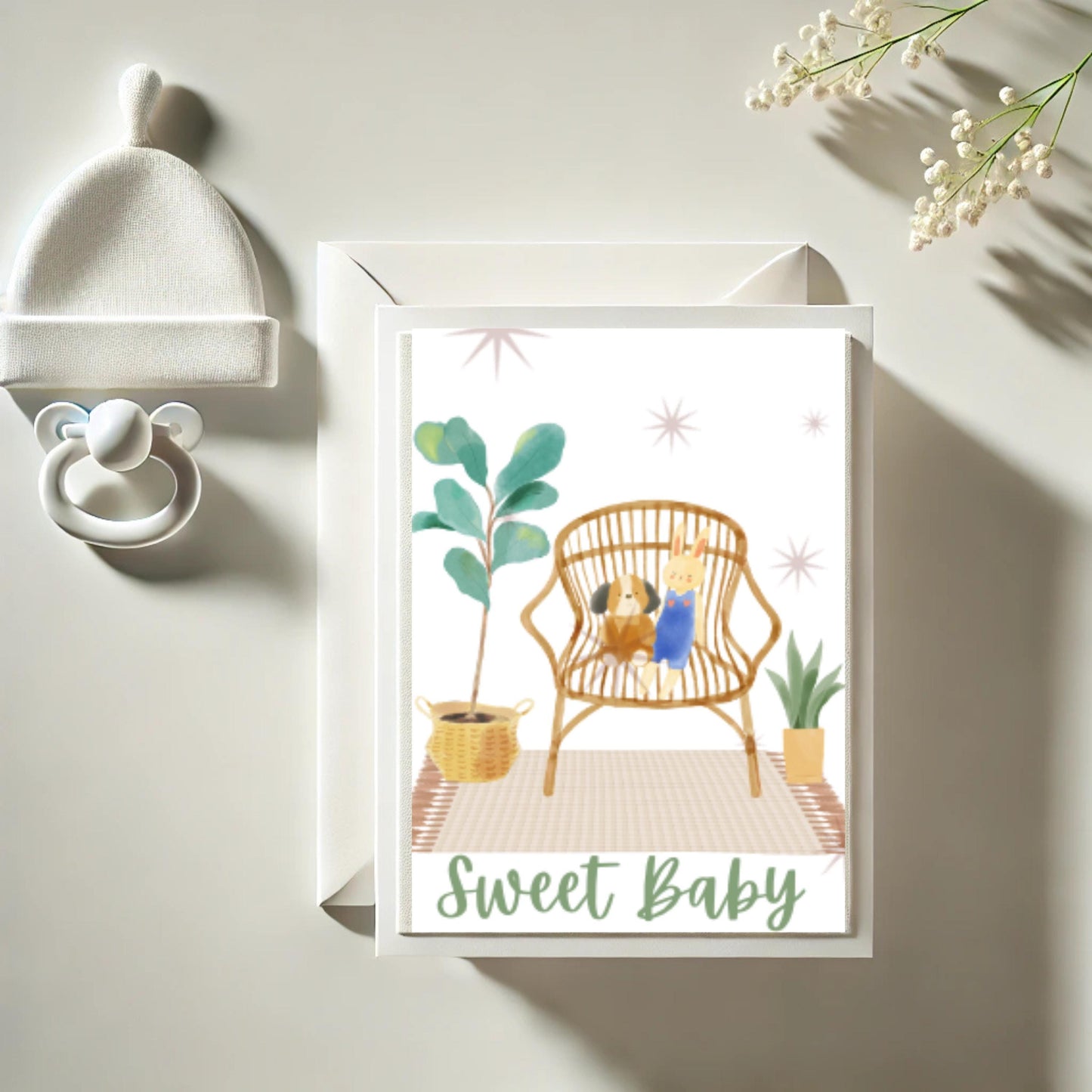Boho Baby Shower Card Gender Neutral Digital Download