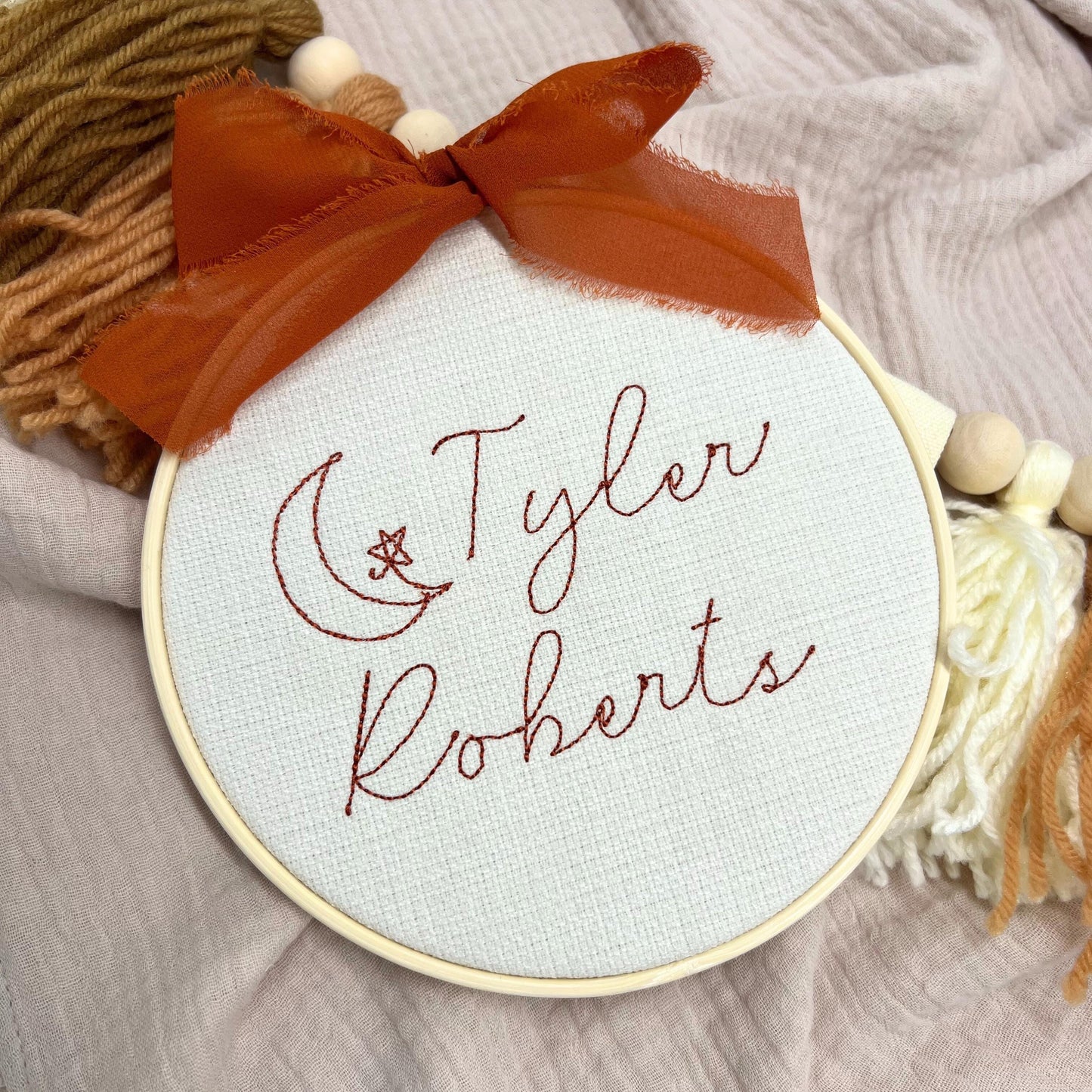 Minimalistic Moon & Stars Personalized Baby Name Sign