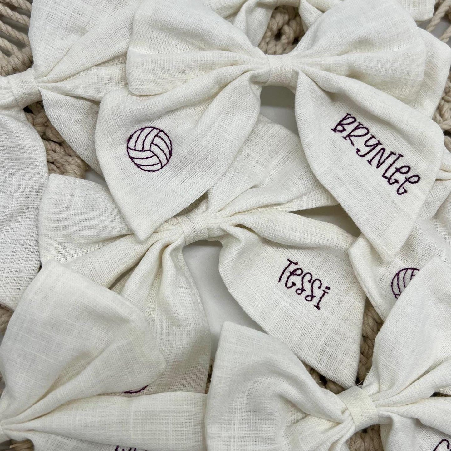 Volleyball Hair Bow TEAM SET Personalized with Name Linen Hair Bow Volleyball Hair Bow Custom Name Bow Hair Bows for Volleyball Team