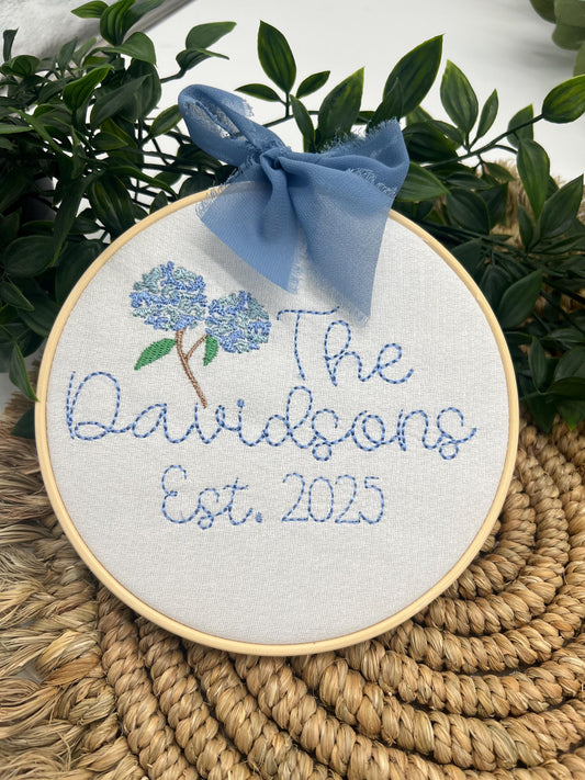 Last Name Embroidered Wedding Gift - Family Name Sign