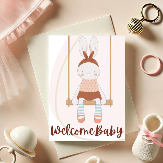 Boho Bunny Baby Shower Card for Girl Baby Shower Card Digital Download