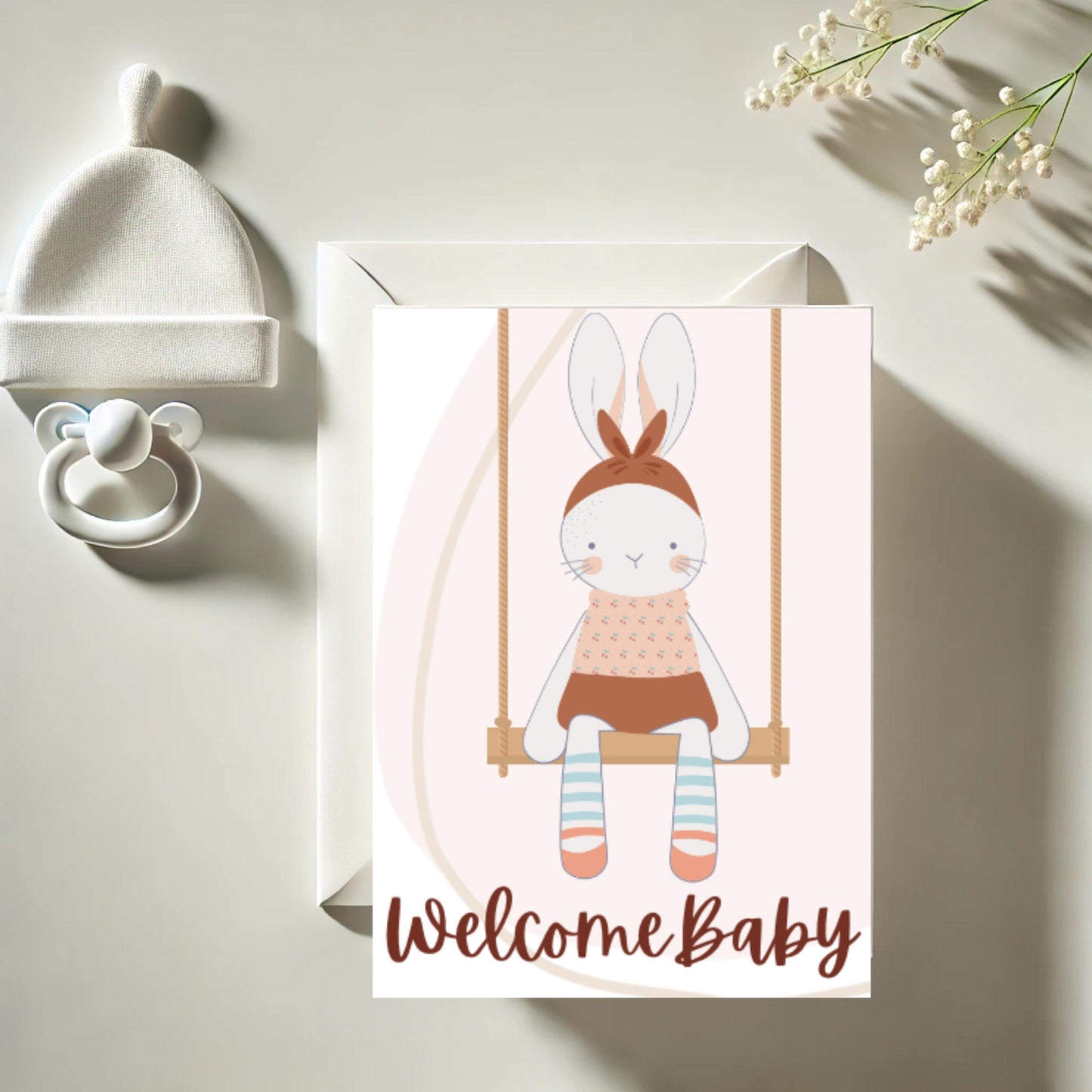 Boho Bunny Baby Shower Card for Girl Baby Shower Card Digital Download