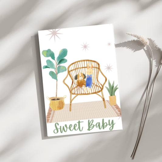 Boho Baby Shower Card Gender Neutral Digital Download