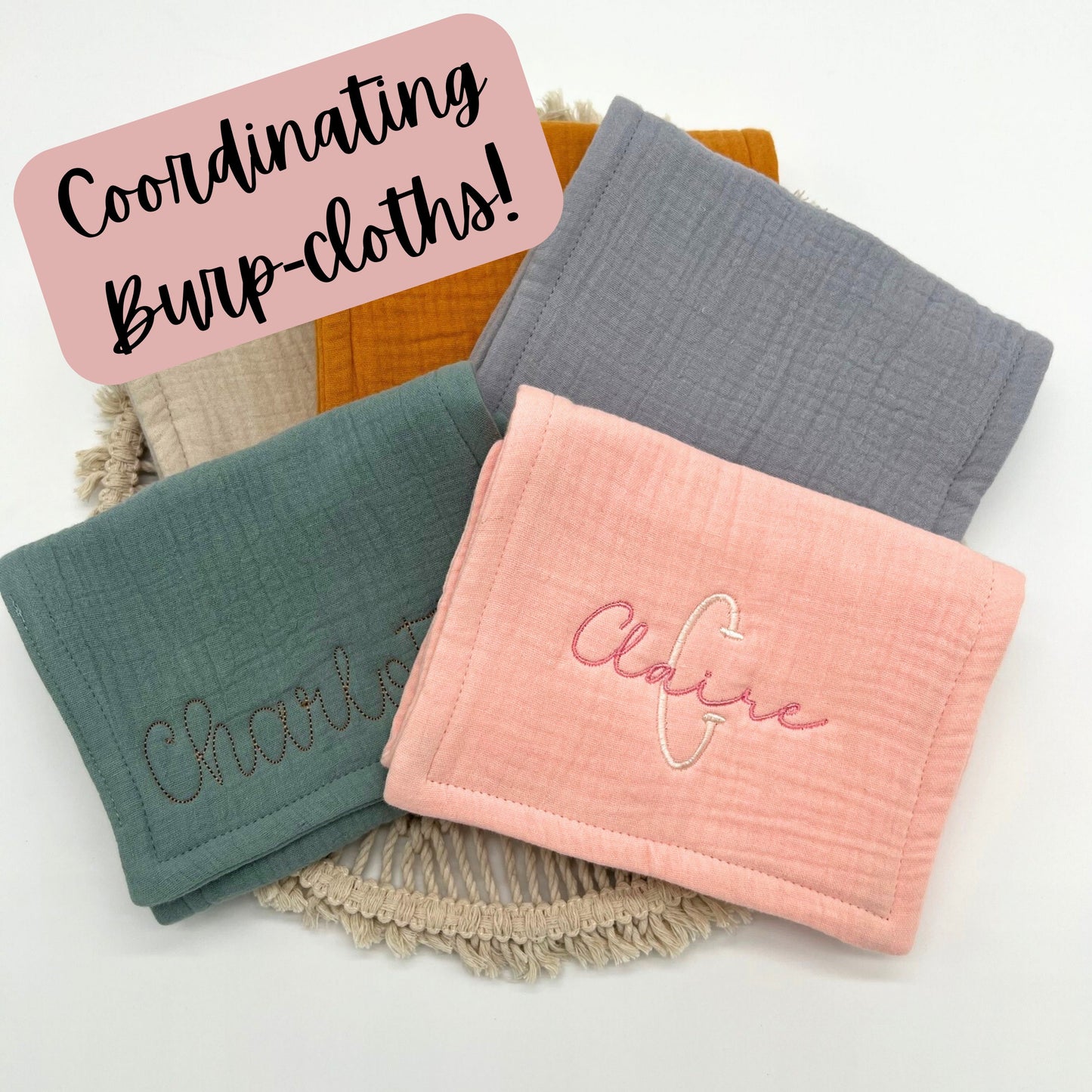 Custom Baby Bib with Name Set of 3