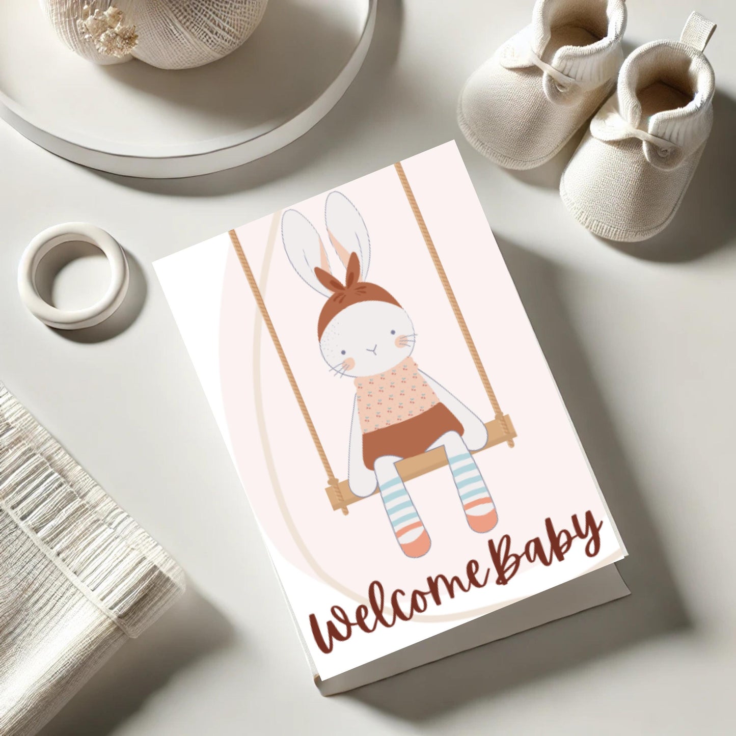 Boho Bunny Baby Shower Card for Girl Baby Shower Card Digital Download