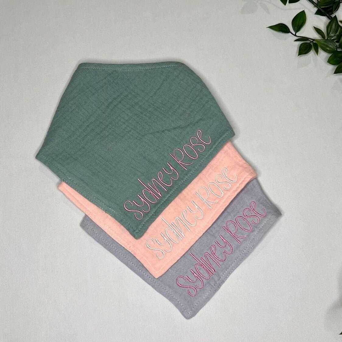 Custom Baby Bib with Name Set of 3