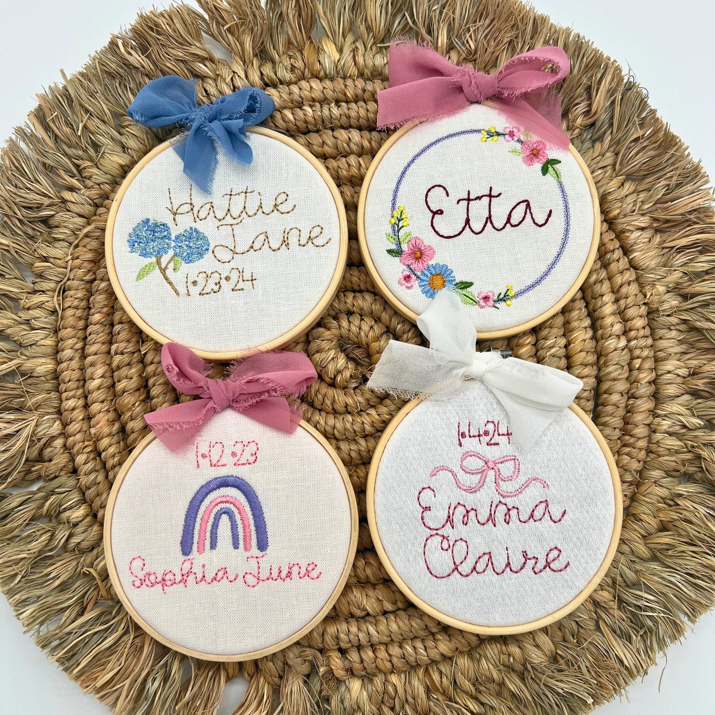 Chinoiserie Baby Birth Announcement Sign with Hydrangeas