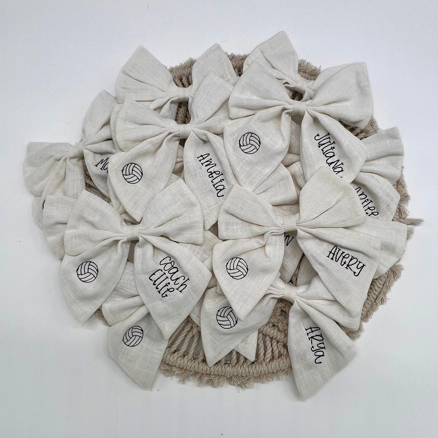 Volleyball Hair Bow TEAM SET Personalized with Name Linen Hair Bow Volleyball Hair Bow Custom Name Bow Hair Bows for Volleyball Team