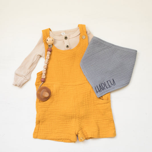 Personalized Baby Bandana Bib with Name | Embroidered Organic Muslin Bib