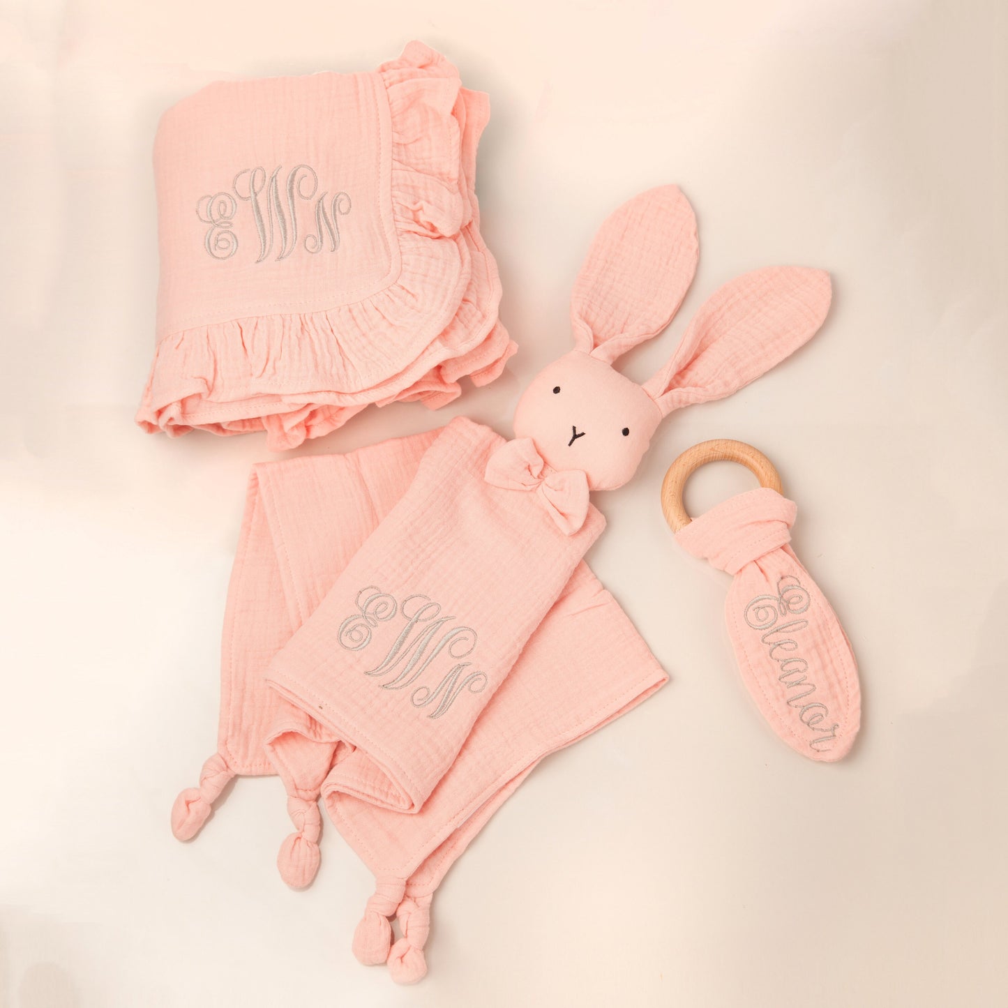 Baby Gift Set: Blanket, Lovey & Teether with Custom Gift Box