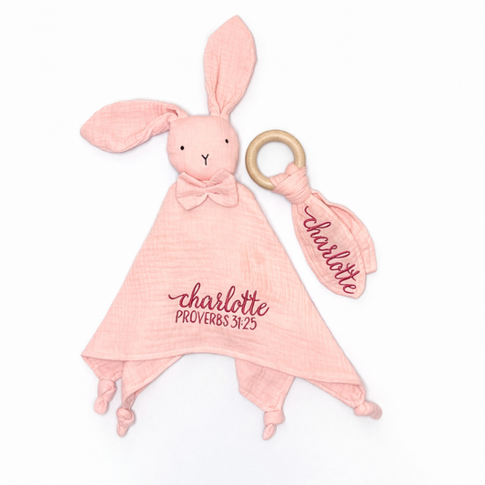 Christian Bunny Lovey Gift Set