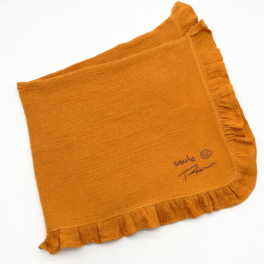 Embroidered Handwriting Baby Blanket: Organic Muslin Keepsake
