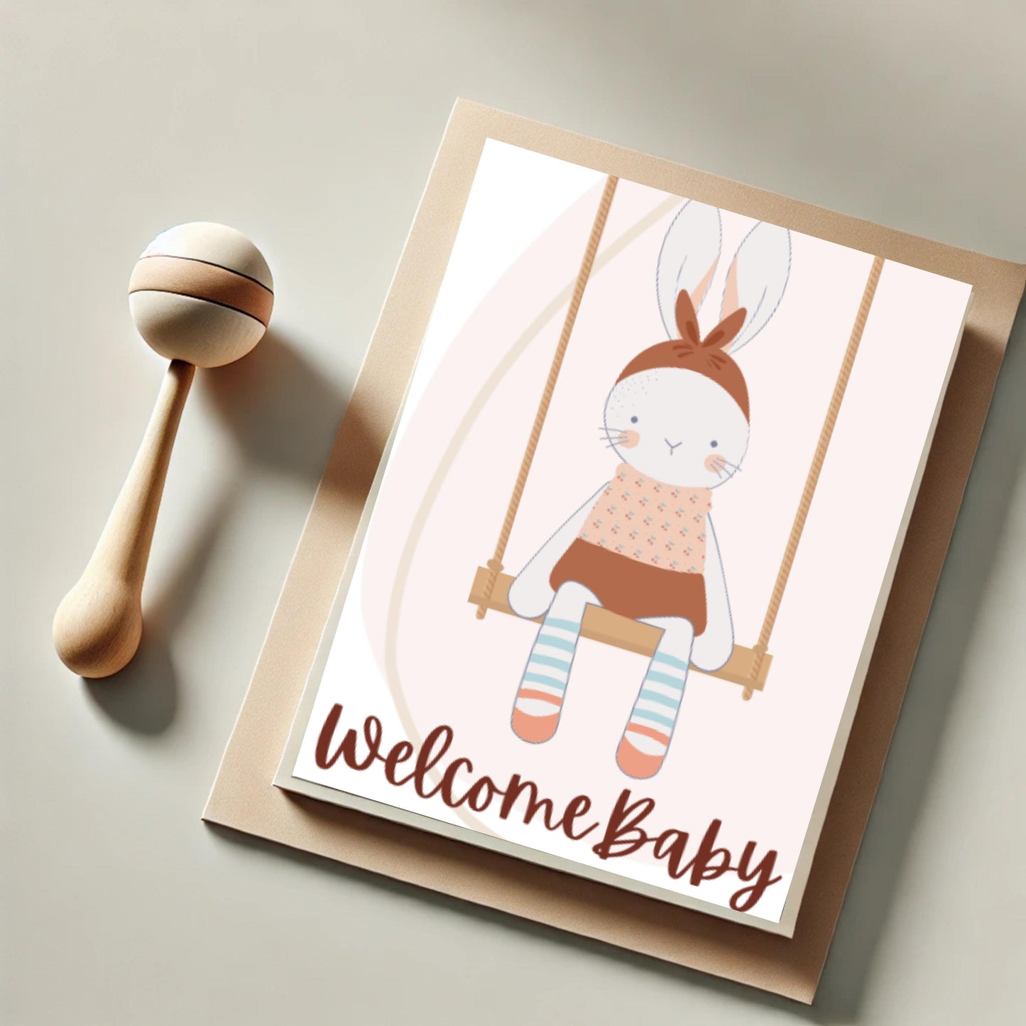 Boho Bunny Baby Shower Card for Girl Baby Shower Card Digital Download