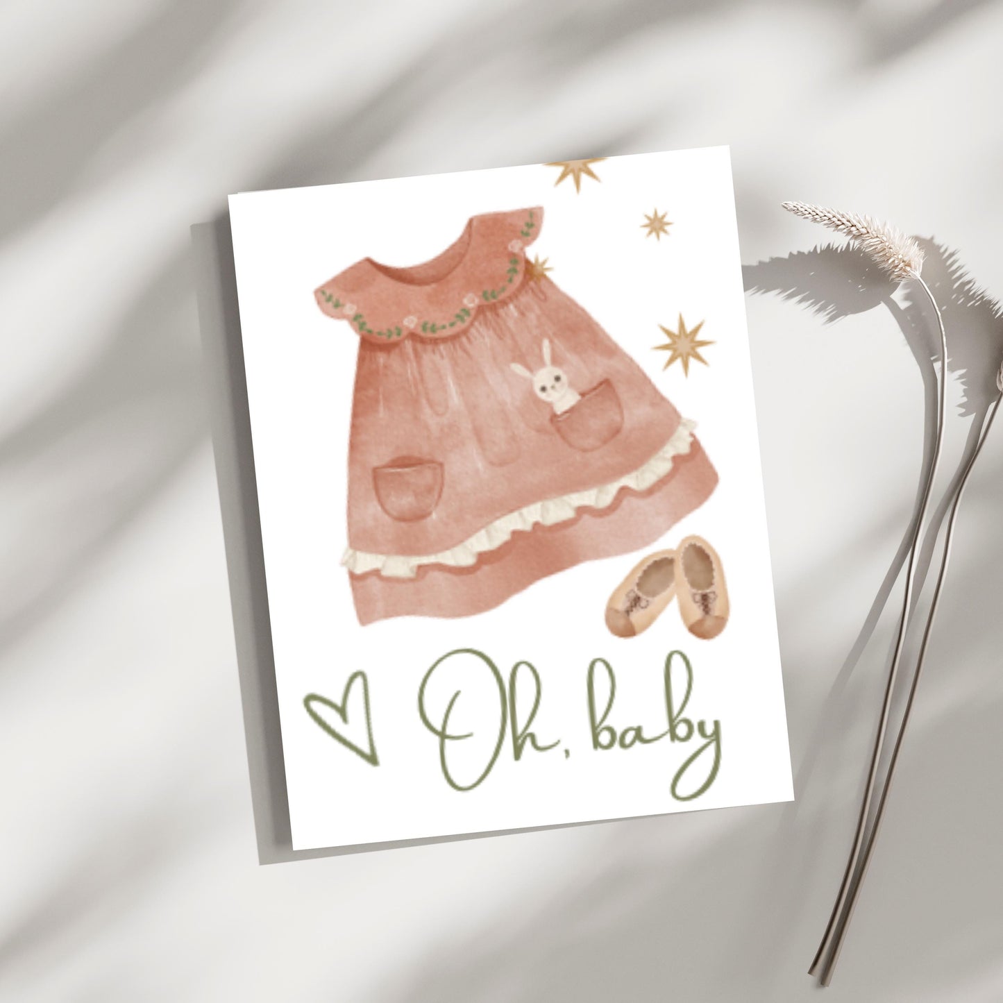 Boho Baby Shower Card for Girl Baby Shower Card Digital Download