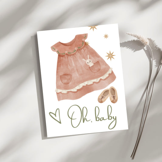 Boho Baby Shower Card for Girl Baby Shower Card Digital Download