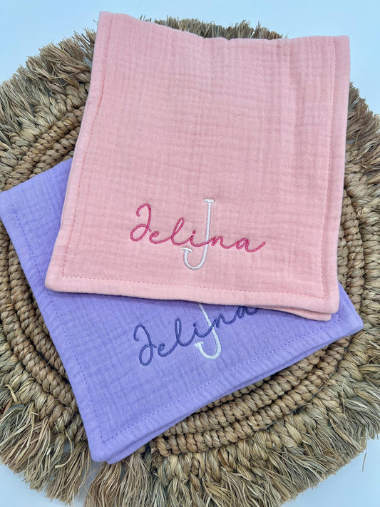 Embroidered Burp Cloth Set - Personalized Baby Shower Gift - Custom Newborn Baby Gift - Organic Cotton Burping Cloth - Baby Boy or Girl Gift