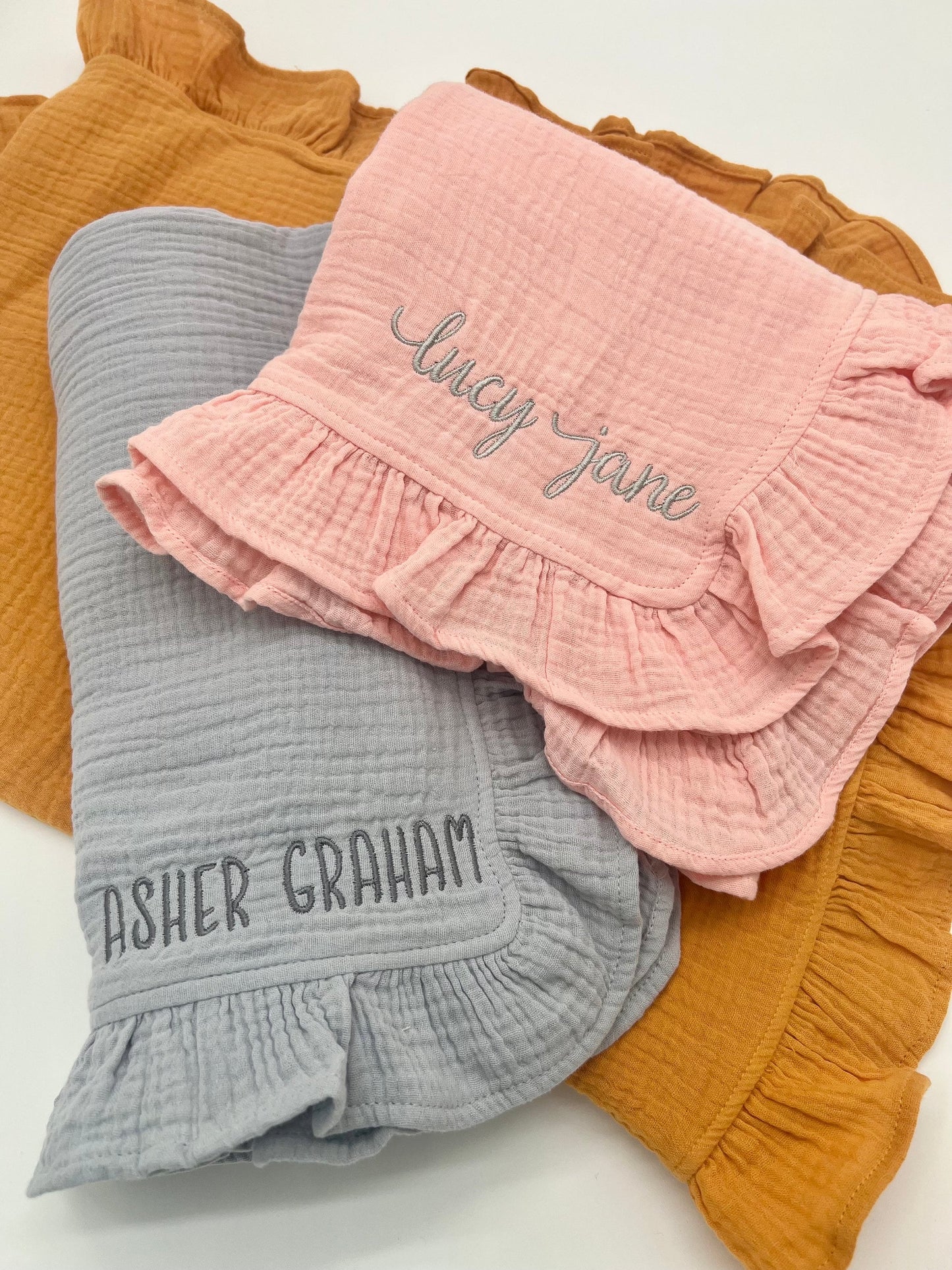 Embroidered Handwriting Baby Blanket: Organic Muslin Keepsake