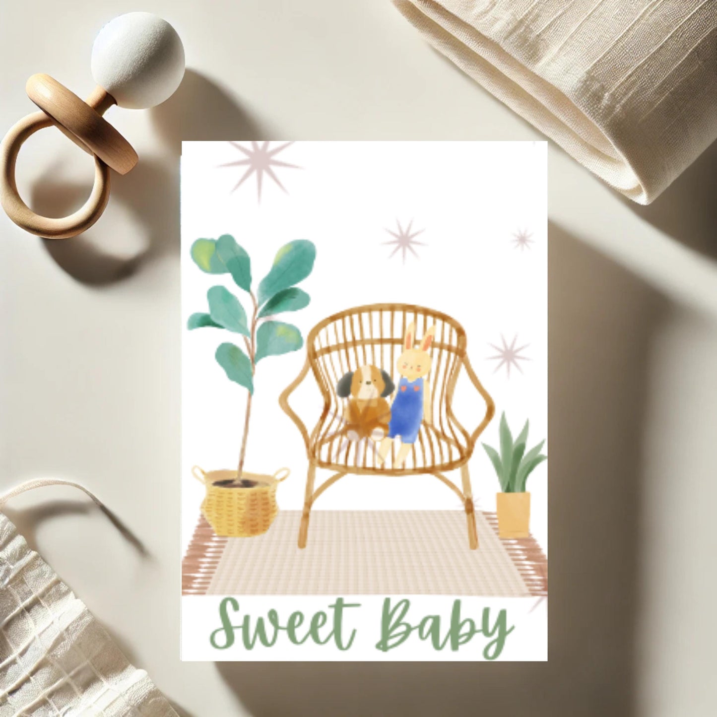Boho Baby Shower Card Gender Neutral Digital Download