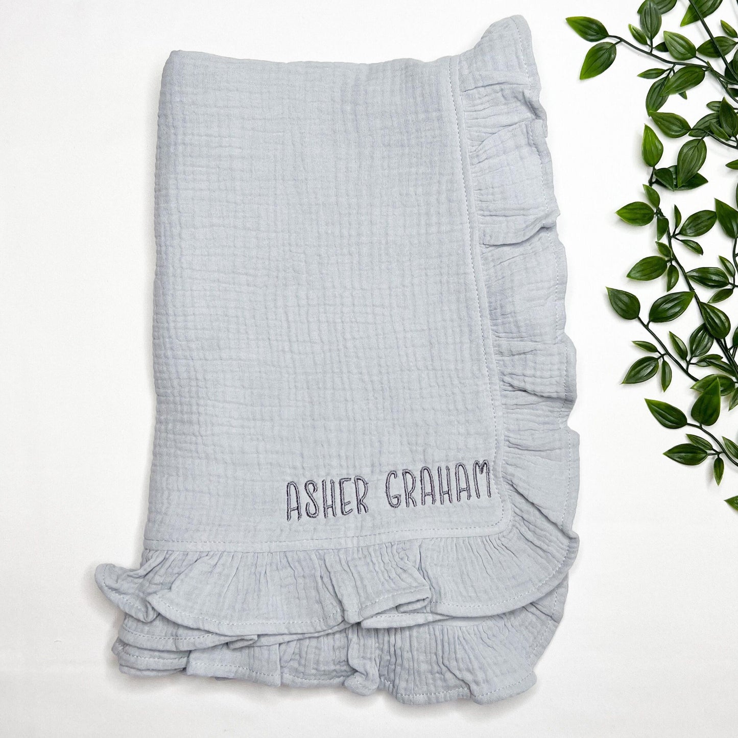 Personalized Organic Muslin Baby Blanket: Embroidered Heirloom Gift