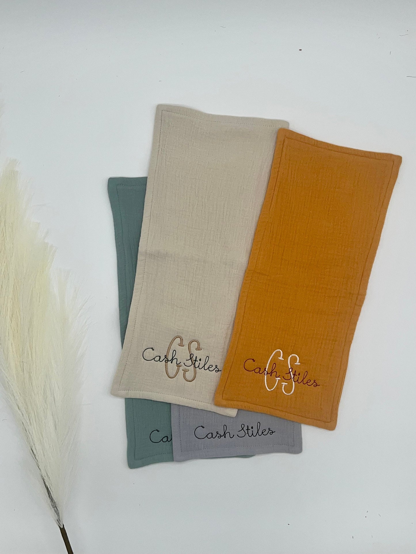 Personalized Baby Burp Cloth Embroidered Organic Muslin Cotton Shower Gift