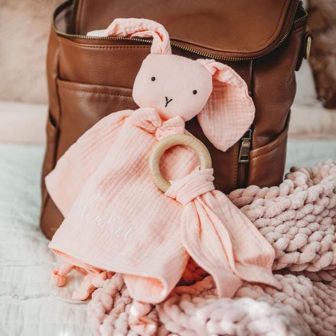 Personalized Christian Baby Lovey Gift Set: Bunny Teether, Scripture