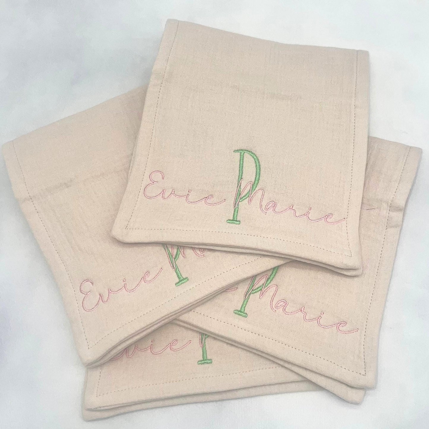 Personalized Baby Burp Cloth Embroidered Organic Muslin Cotton Shower Gift