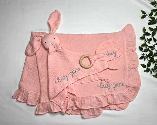Baby Gift Set: Blanket, Lovey & Teether