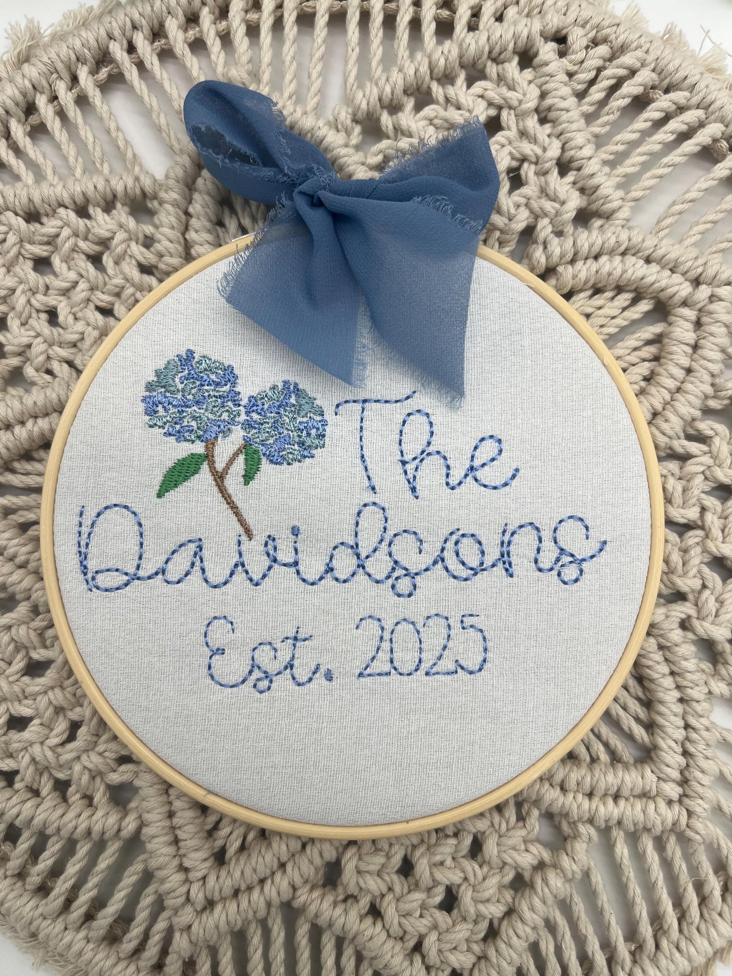 Last Name Embroidered Wedding Gift - Family Name Sign