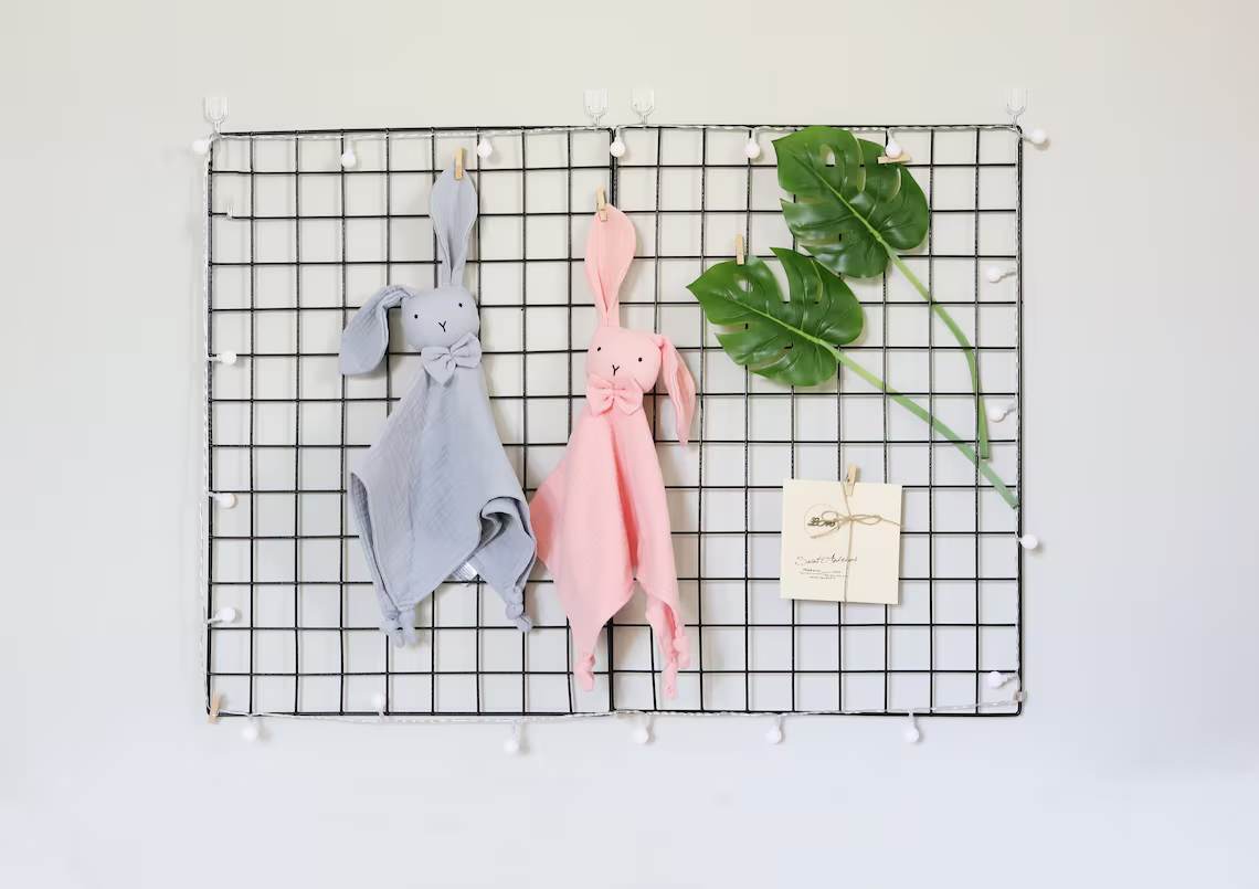 Personalized Organic Muslin Cotton Bunny & Teething Ring Gift Set