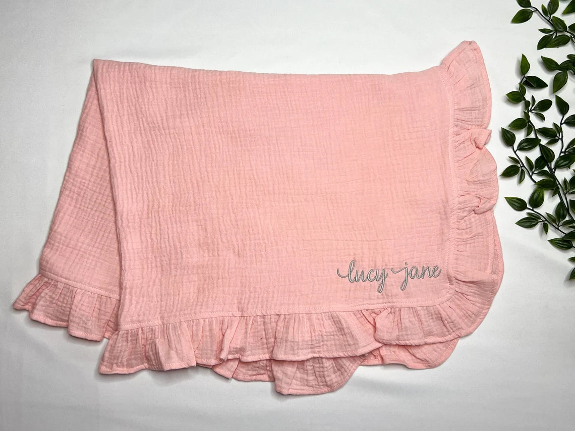 Personalized Organic Muslin Cotton Baby Blanket