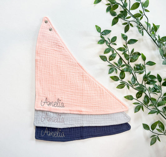 Set of 3 Personalized Organic Bandana Baby Bibs